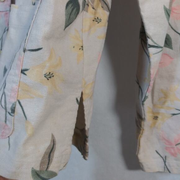 Erika & Co Vintage Neutral Floral Linen Jacket Shacket Cottage Size M - Picture 7 of 10